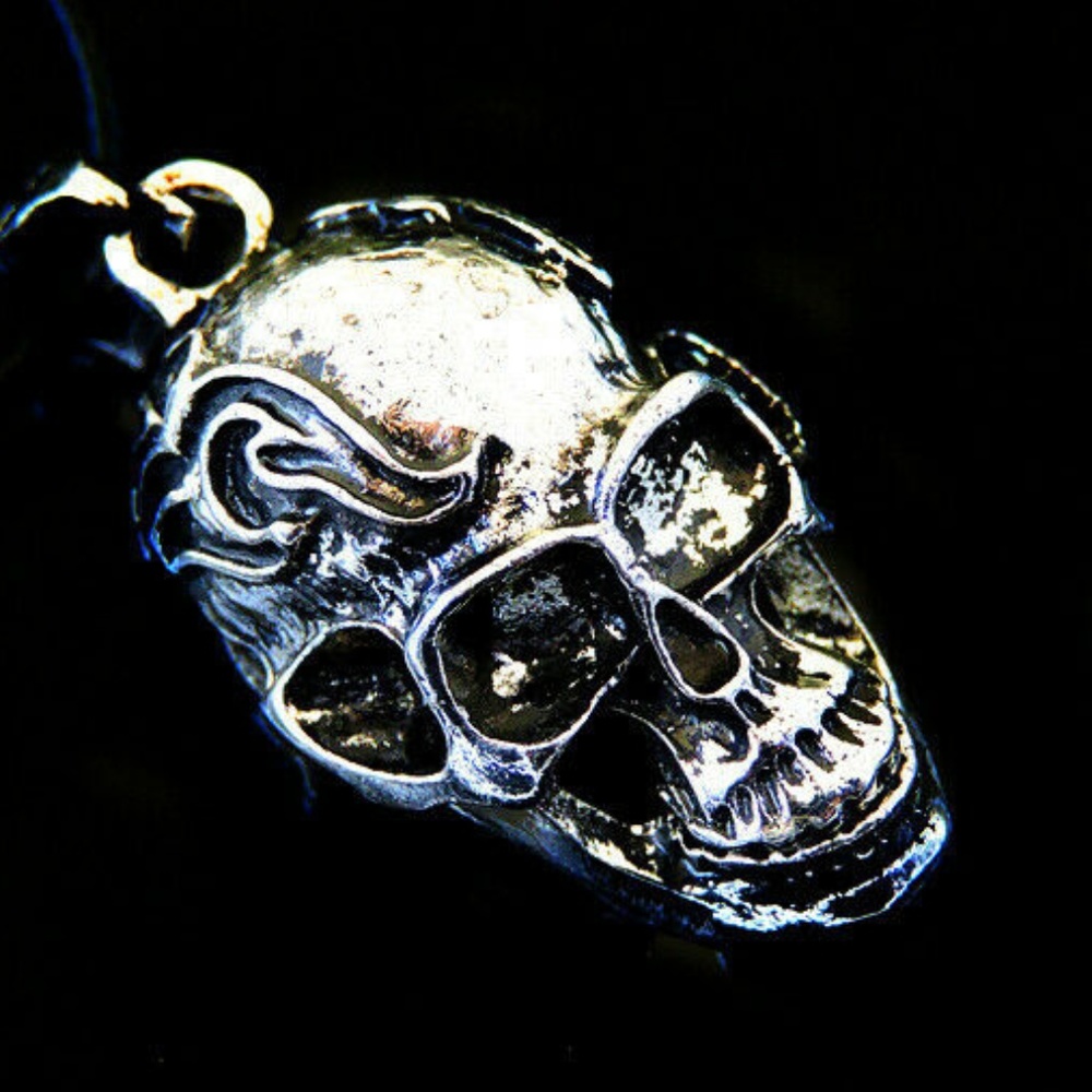 Silver Goth Horror Skull Pendant NWT